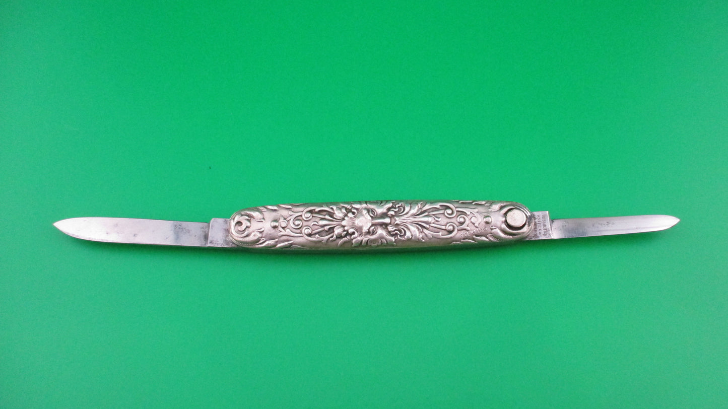 z Press Button Knife Co Medium double Sterling Silver Satyr NY Home Insurance switchblade