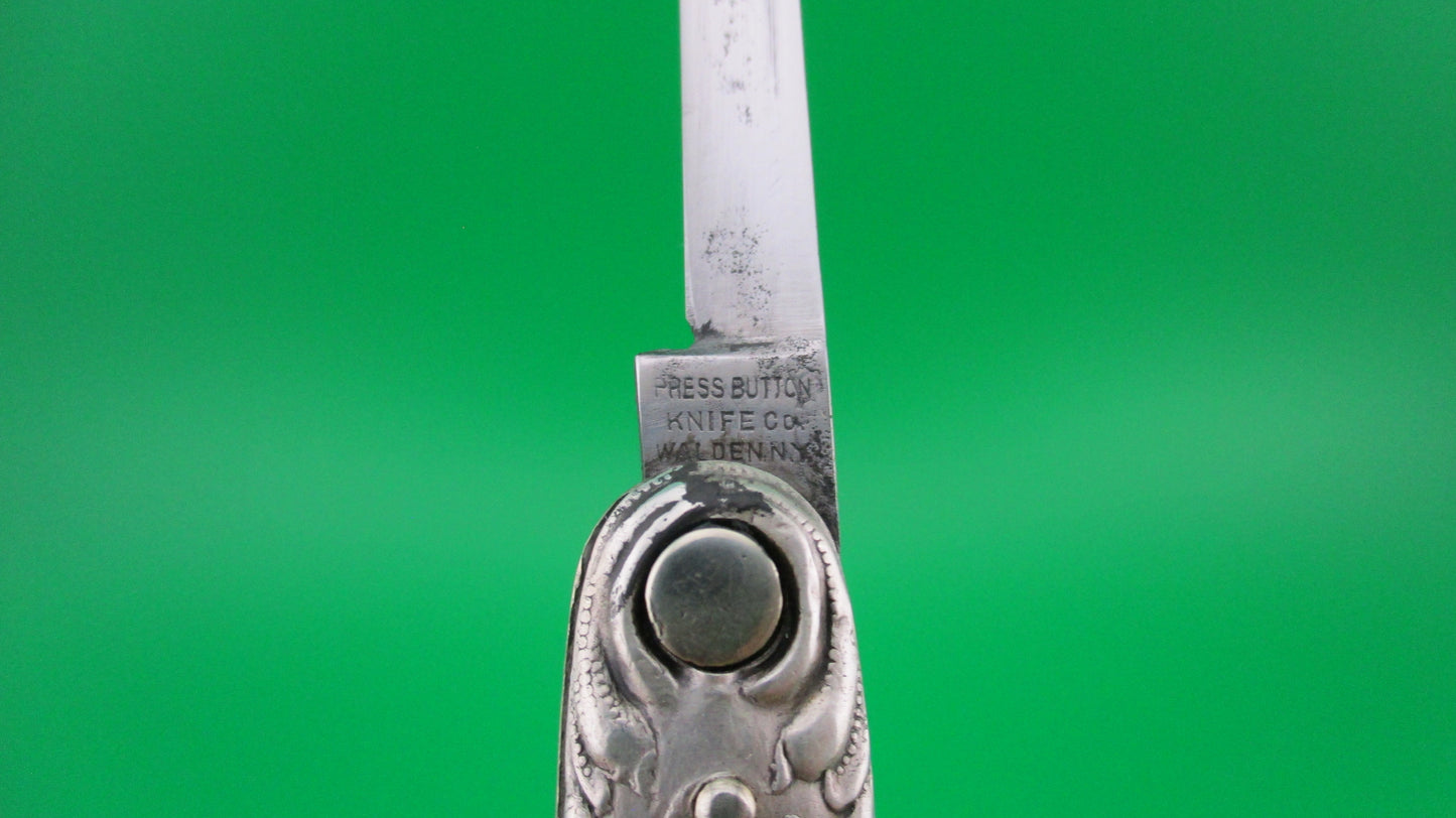 z Press Button Knife Co Medium double Sterling Silver Satyr NY Home Insurance switchblade