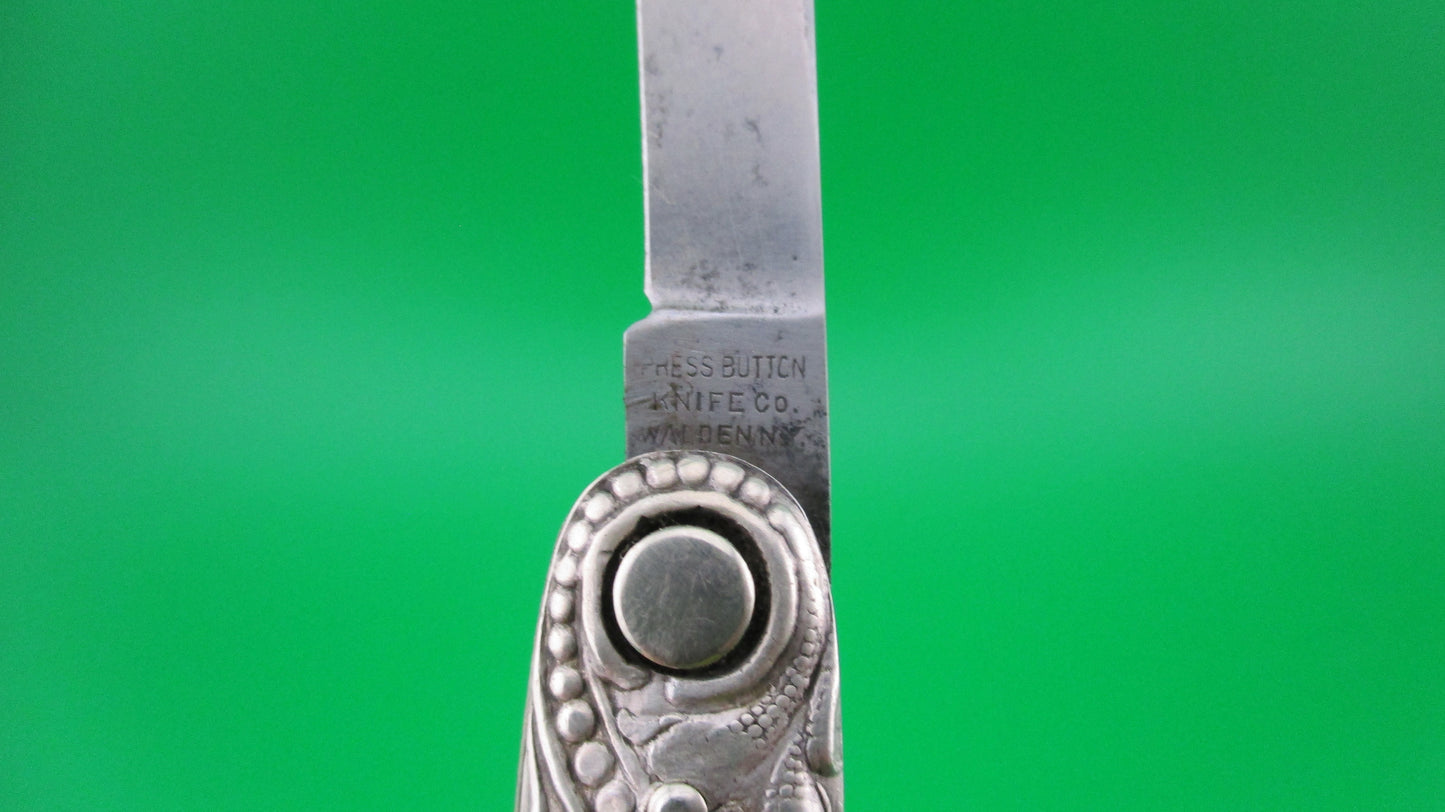 z Press Button Knife Co Medium double Sterling Silver Satyr NY Home Insurance switchblade