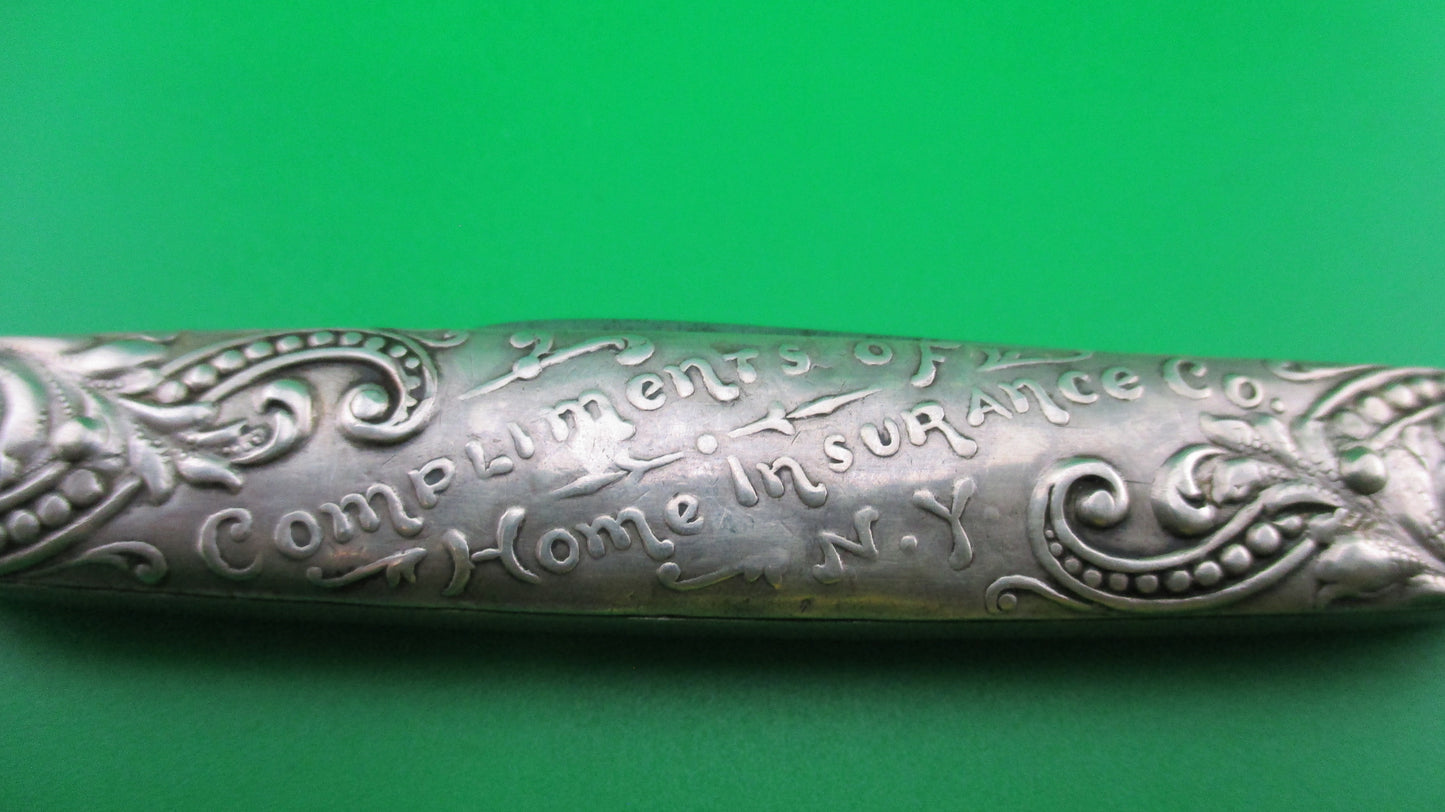 z Press Button Knife Co Medium double Sterling Silver Satyr NY Home Insurance switchblade