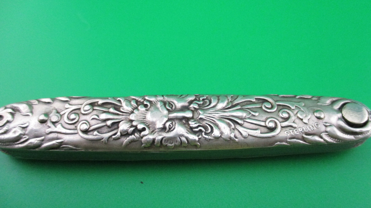 z Press Button Knife Co Medium double Sterling Silver Satyr NY Home Insurance switchblade