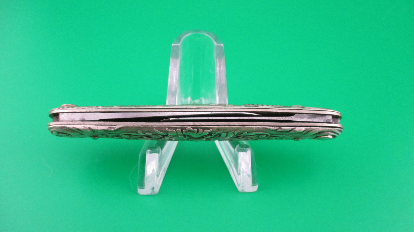 z Press Button Knife Co Medium double Sterling Silver Satyr NY Home Insurance switchblade