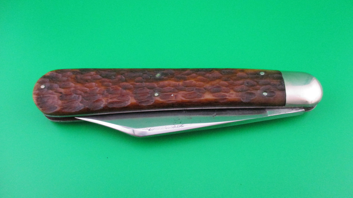 z PRESS BUTTON KNIFE CO Invincible Hunter Bone antique switchblade knife