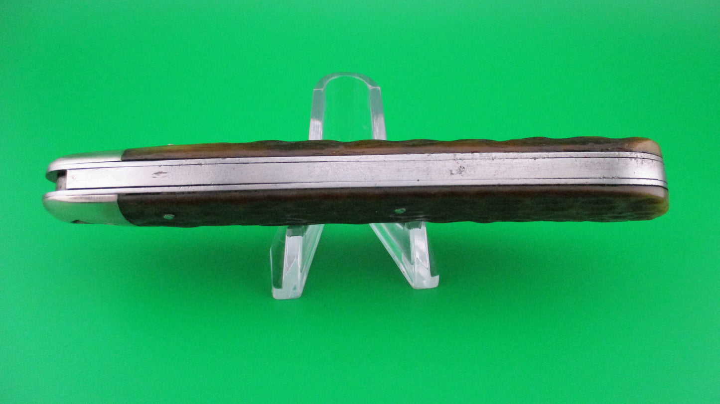 z PRESS BUTTON KNIFE CO Invincible Hunter Bone antique switchblade knife