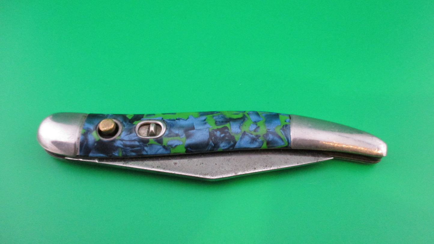 z Hammer Brand Imperial Toothpick Blue pearl Green 1950s vintage switchblade