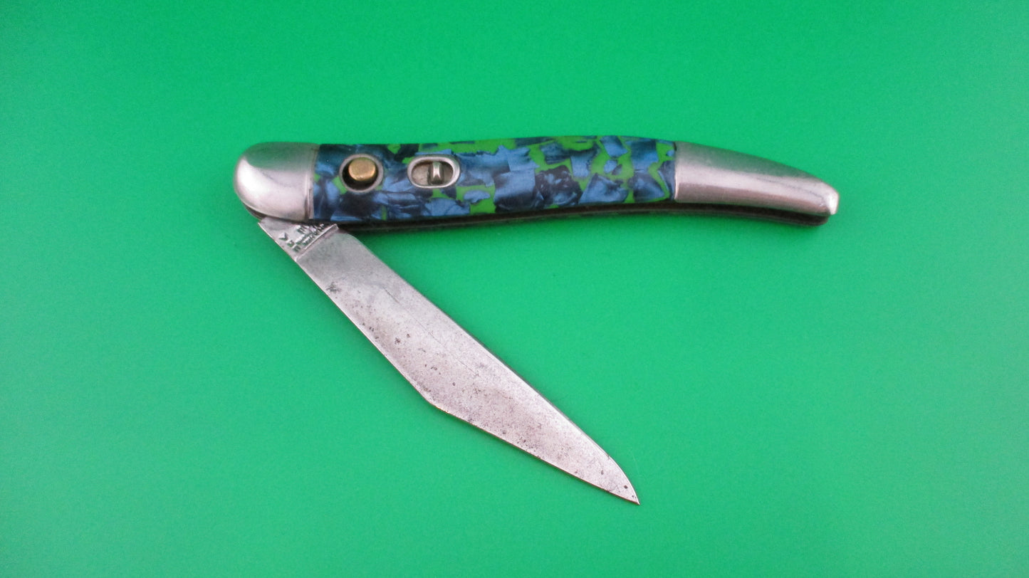 z Hammer Brand Imperial Toothpick Blue pearl Green 1950s vintage switchblade