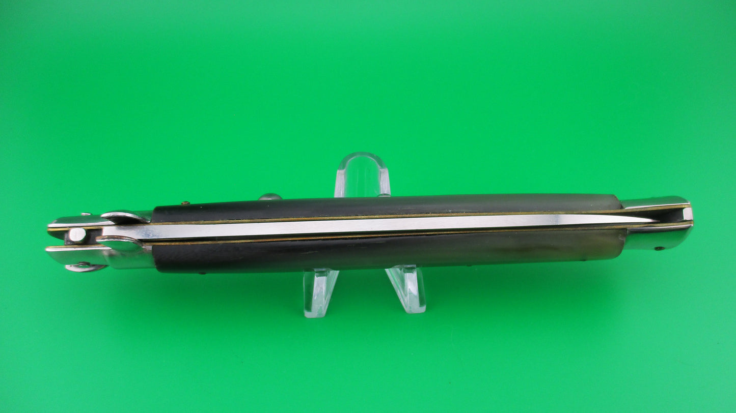 z QJD Rostfrei Italian 33cm 1960s Transitional Stiletto automatic knife green horn