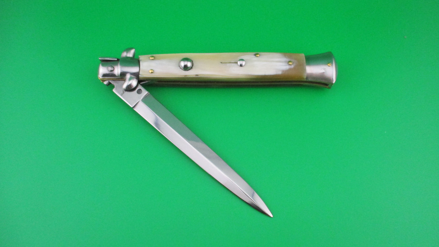 z Maniago 28cm Italian Swivel bolster Dagger Honey Horn automatic knife