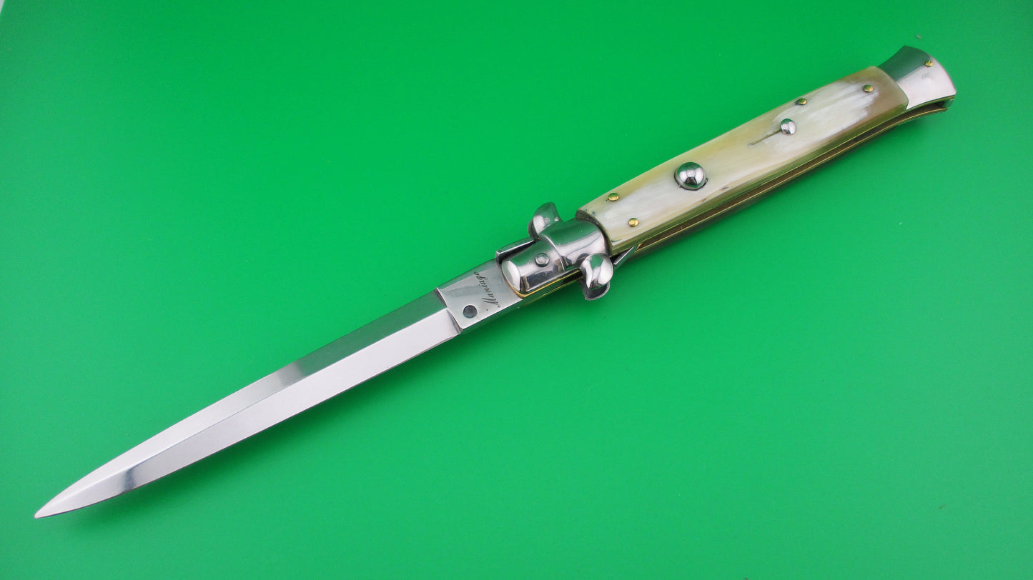 z Maniago 28cm Italian Swivel bolster Dagger Honey Horn automatic knife