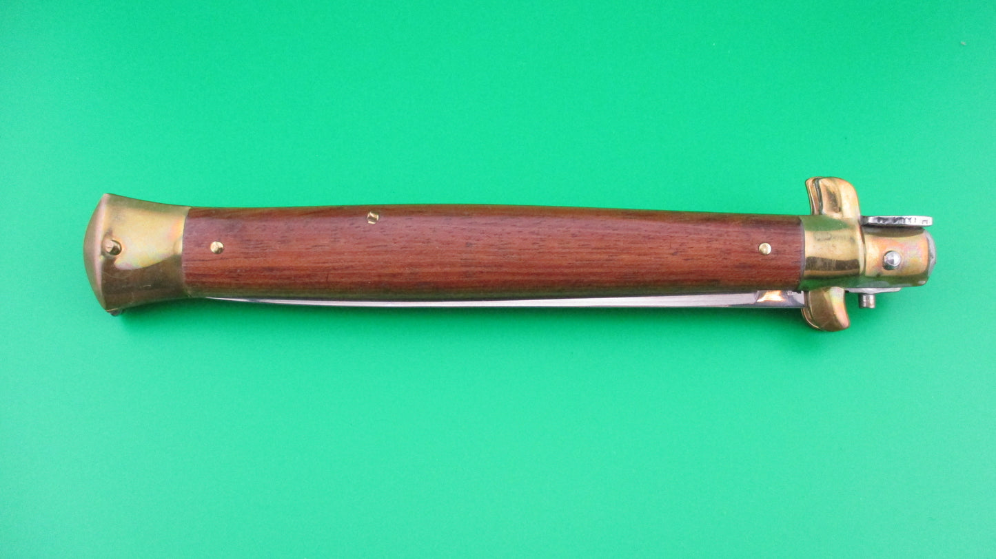INOX ITALY STAINLESS 33cm Italian Swivel Bolster Wood Brass switchblade knife