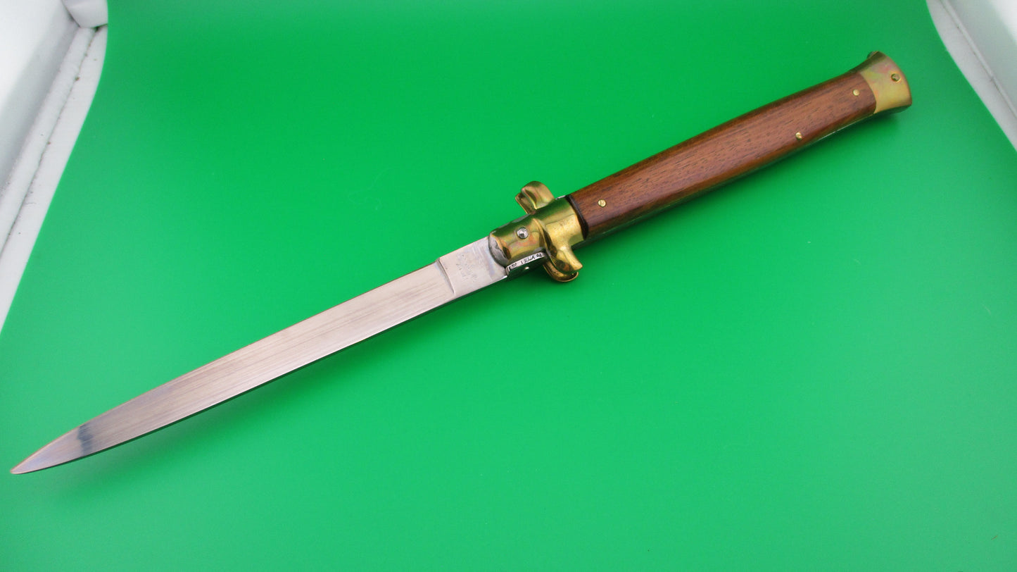 INOX ITALY STAINLESS 33cm Italian Swivel Bolster Wood Brass switchblade knife