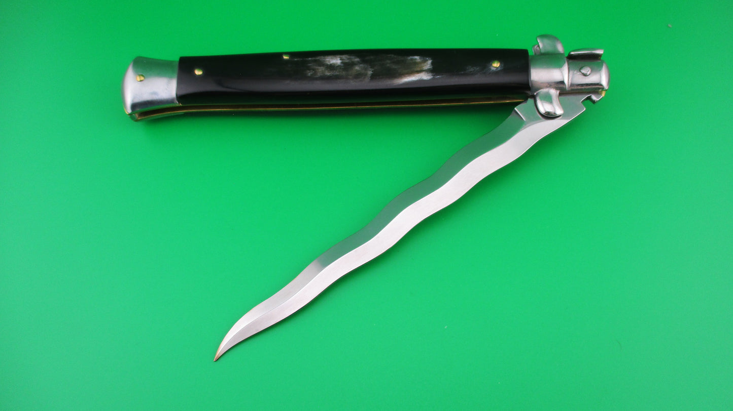 z OSK MADE IN ITALY 33cm Italian KRIS swivel bolster Brazilian horn switchblade knife