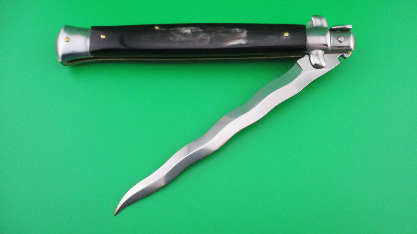 z OSK MADE IN ITALY 33cm Italian KRIS swivel bolster Brazilian horn switchblade knife