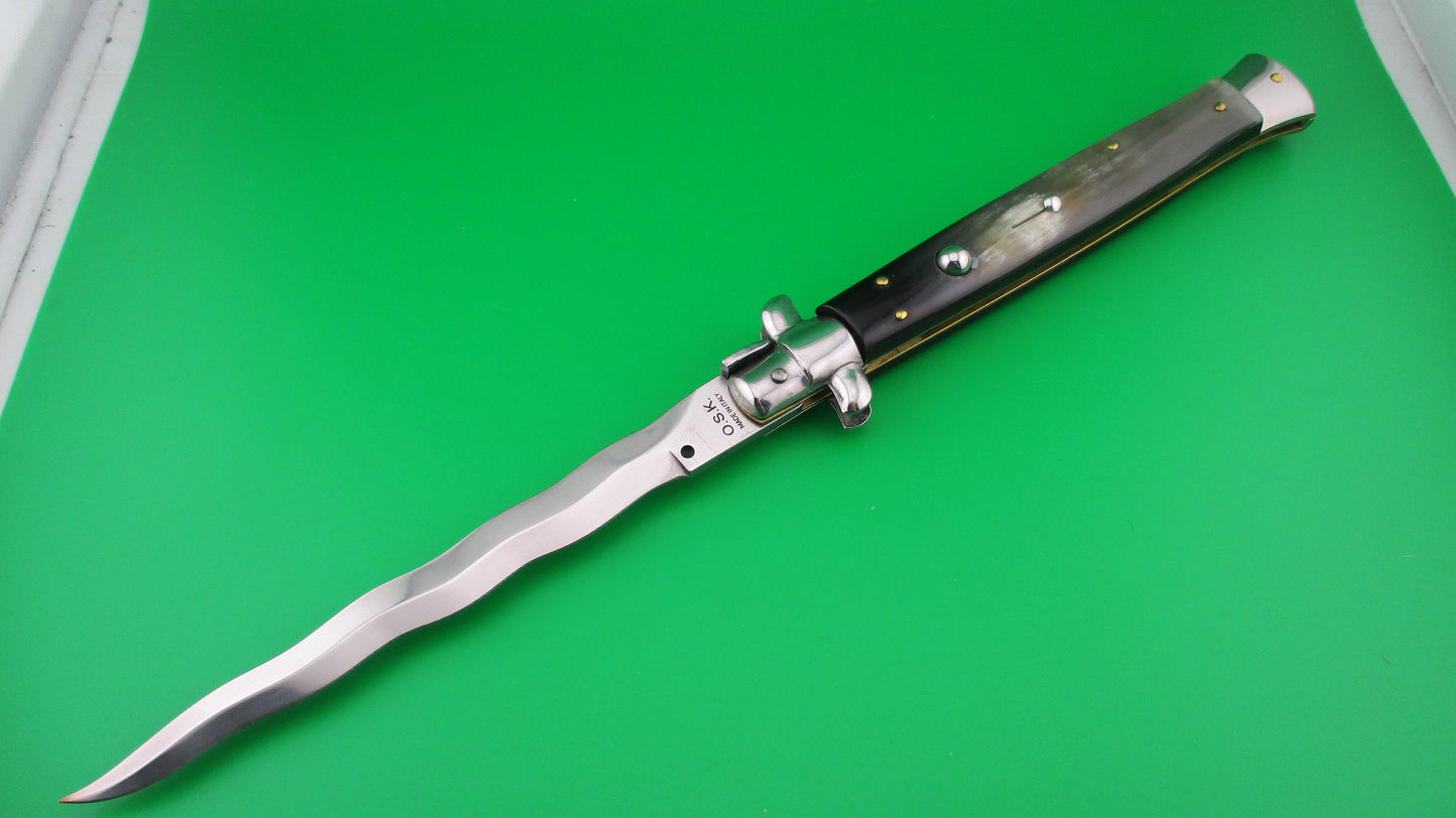 z OSK MADE IN ITALY 33cm Italian KRIS swivel bolster Brazilian horn switchblade knife