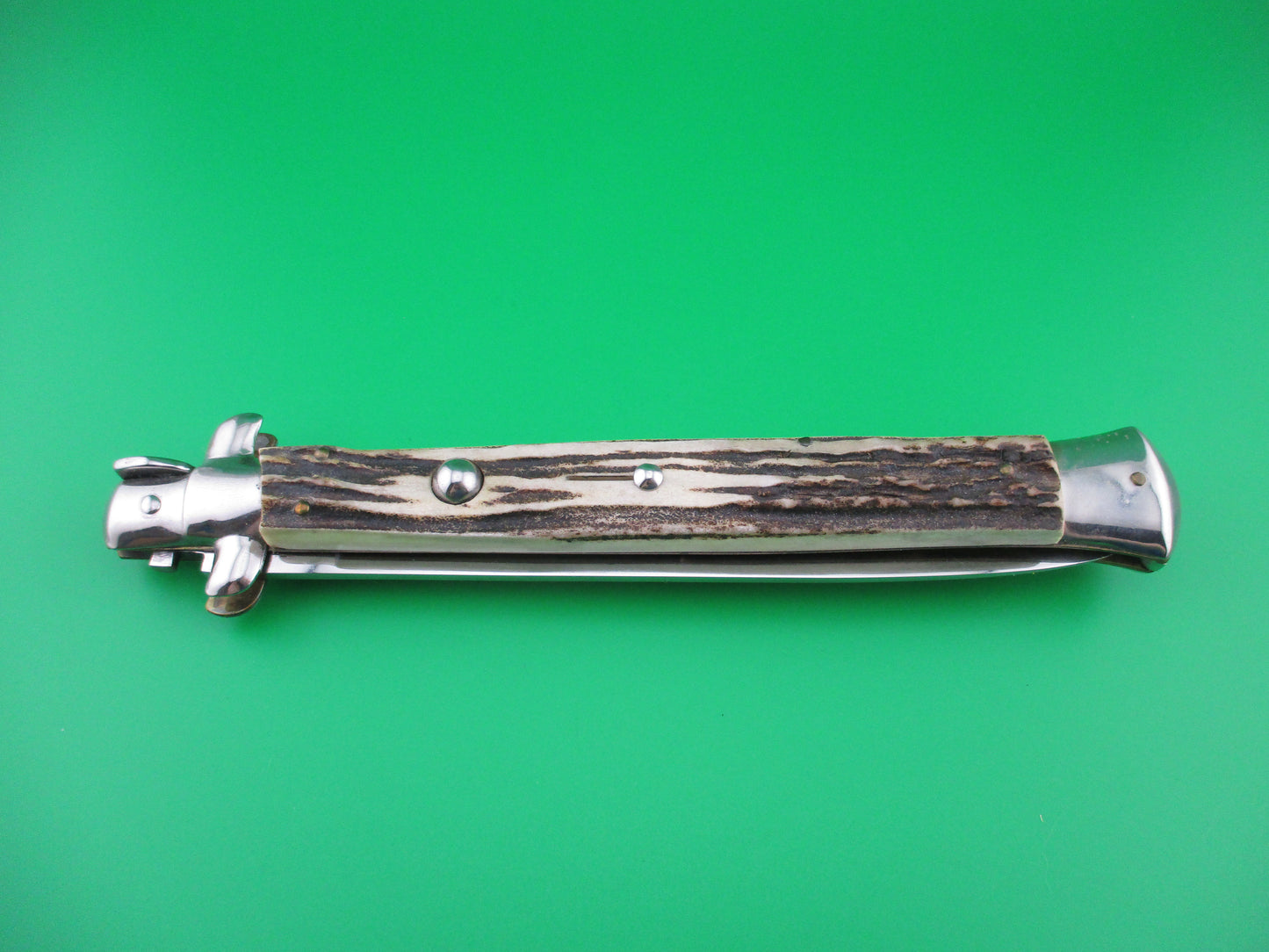 z B Rostfrei 33cm Italian Stiletto Stag Swivel Bolster Vintage Automatic knife
