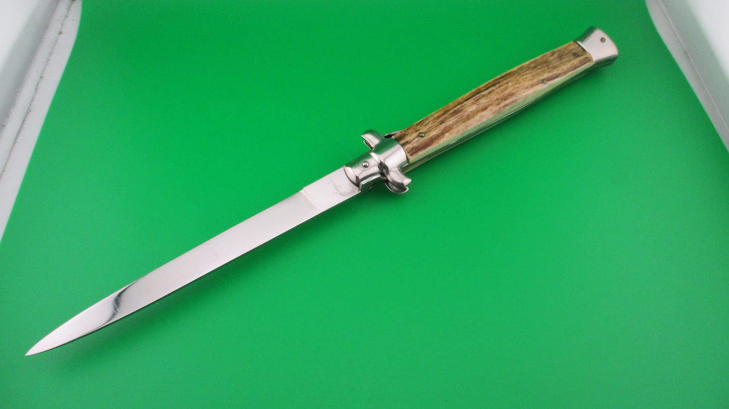 z B Rostfrei 33cm Italian Stiletto Stag Swivel Bolster Vintage Automatic knife