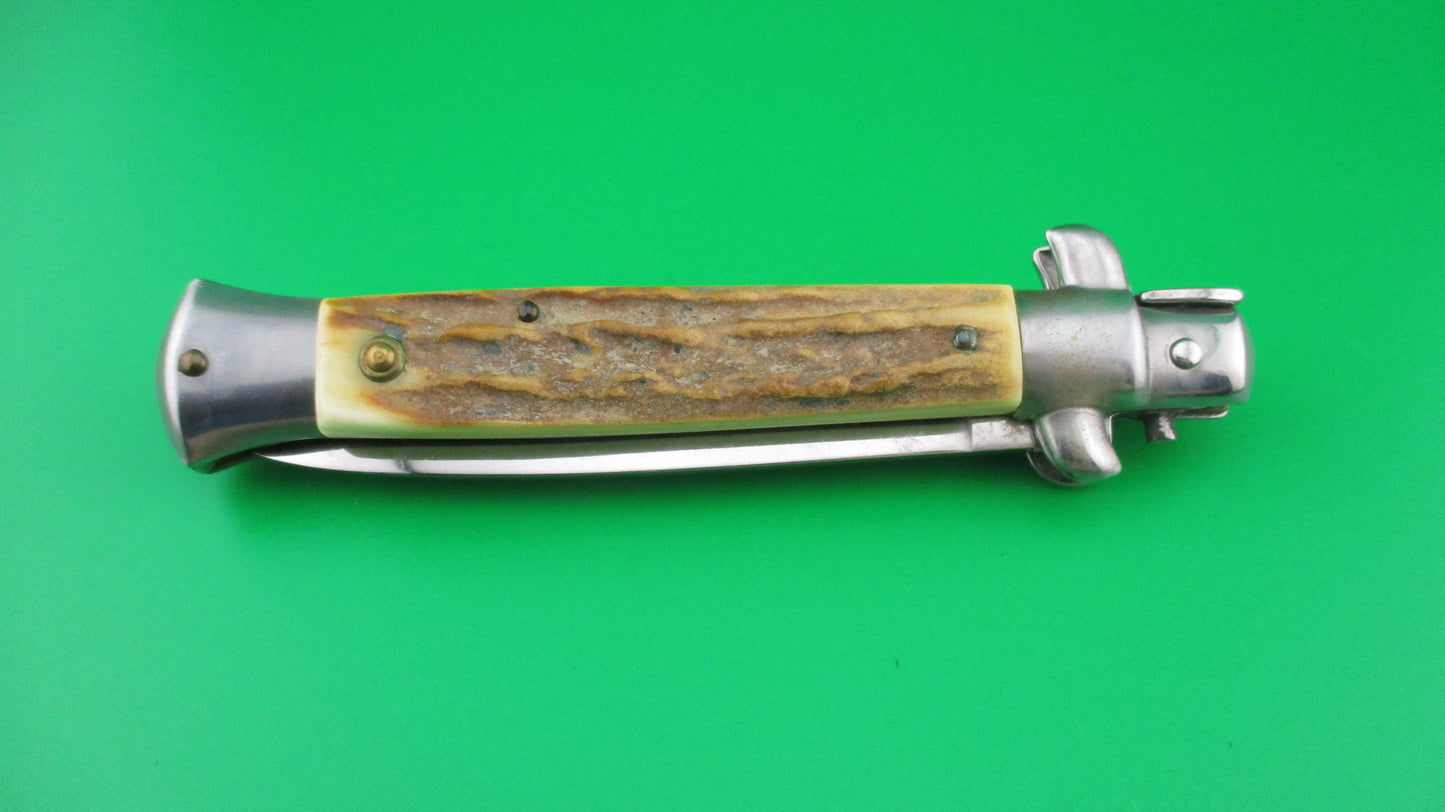 ITALY STAINLESS 22cm Italian swivel bolster Stag vintage automatic knife