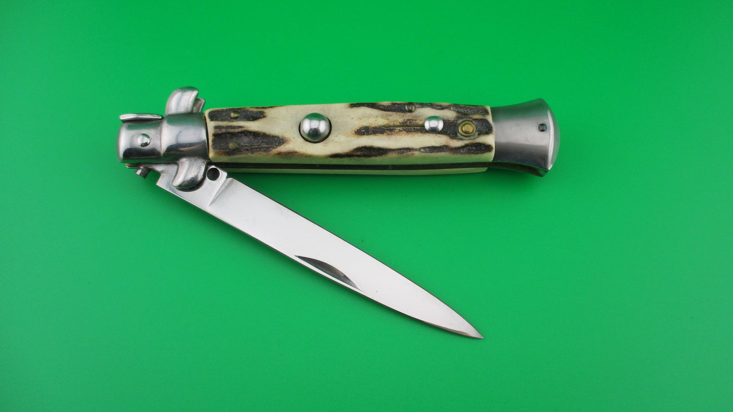 ITALY STAINLESS 22cm Italian swivel bolster Stag vintage automatic knife