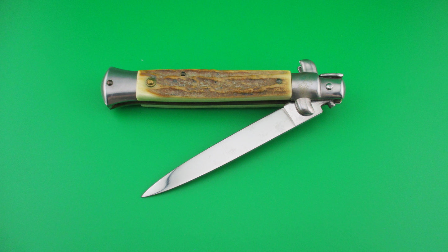 ITALY STAINLESS 22cm Italian swivel bolster Stag vintage automatic knife