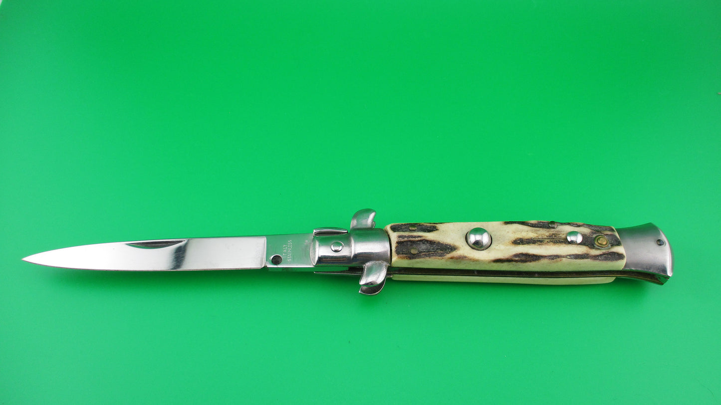 ITALY STAINLESS 22cm Italian swivel bolster Stag vintage automatic knife