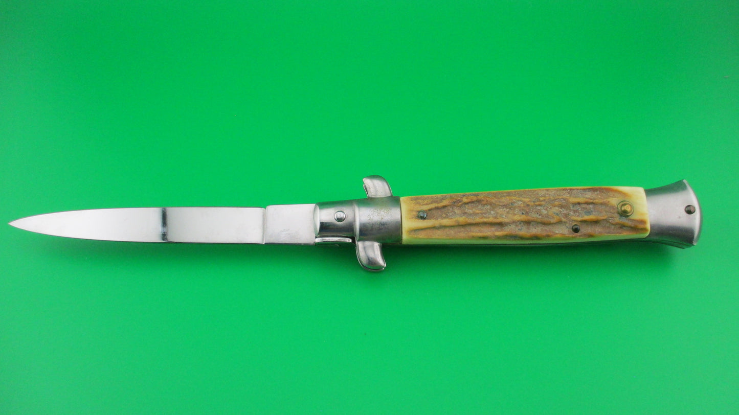 ITALY STAINLESS 22cm Italian swivel bolster Stag vintage automatic knife