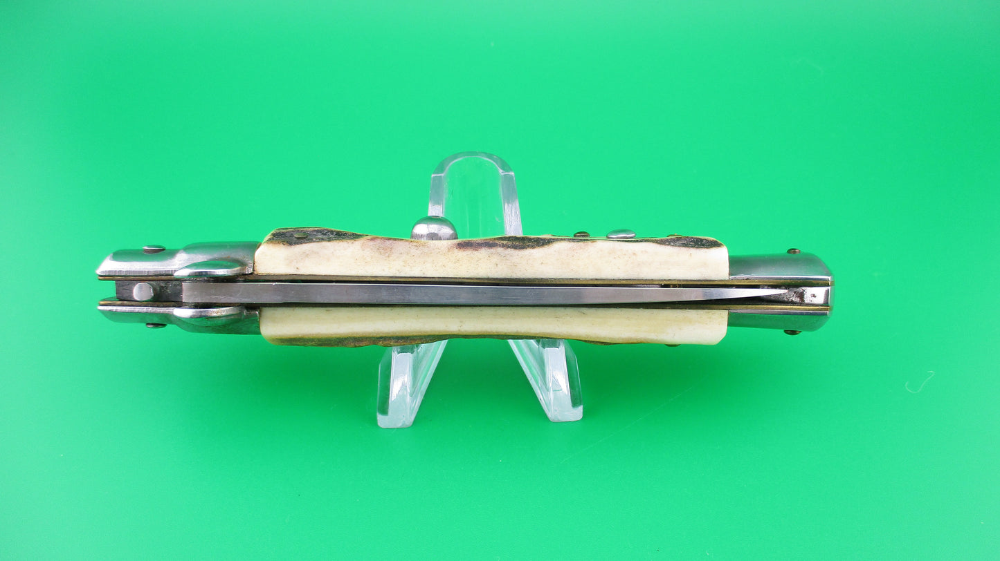 ITALY STAINLESS 22cm Italian swivel bolster Stag vintage automatic knife