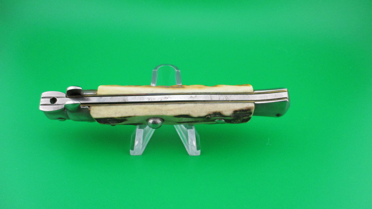 ITALY STAINLESS 22cm Italian swivel bolster Stag vintage automatic knife