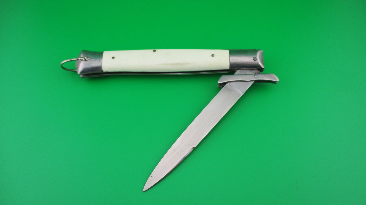 z RIZZUTO STAINLESS STEEL 11 inch Swing Guard Batwing White Vintage automatic knife