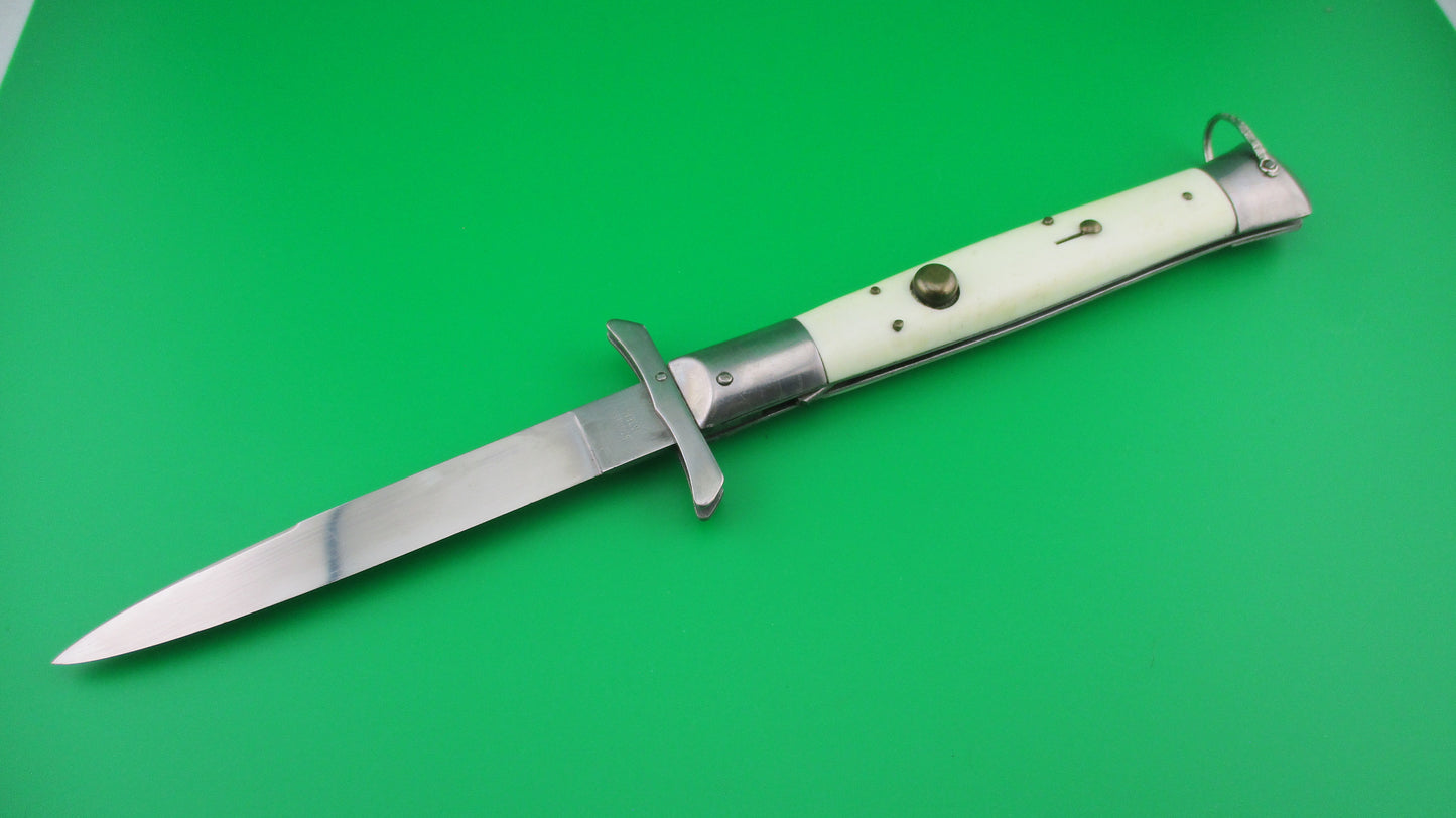 z RIZZUTO STAINLESS STEEL 11 inch Swing Guard Batwing White Vintage automatic knife