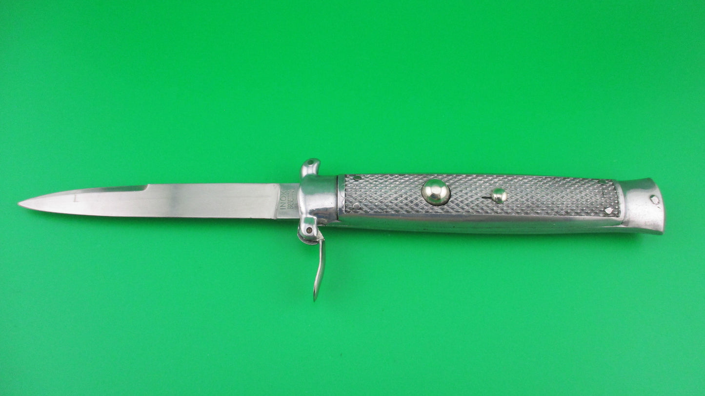 INOX BREVETATTO 21cm Italian Trapdoor 1960s Checkered Aluminum automatic knife
