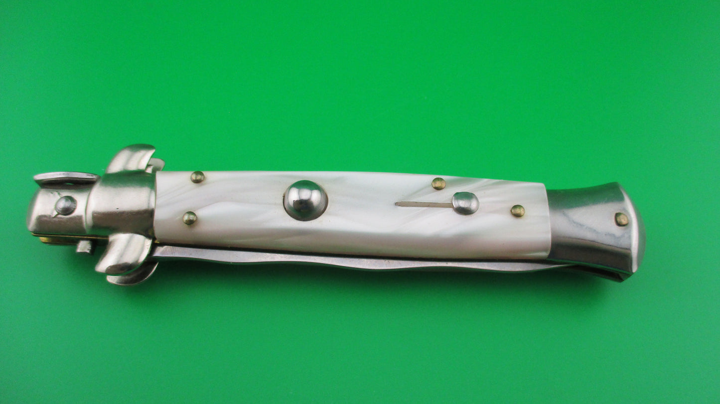 z ITALY INOX 23cm Italian KRIS Pearlex Pink swivel bolster vintage automatic knife