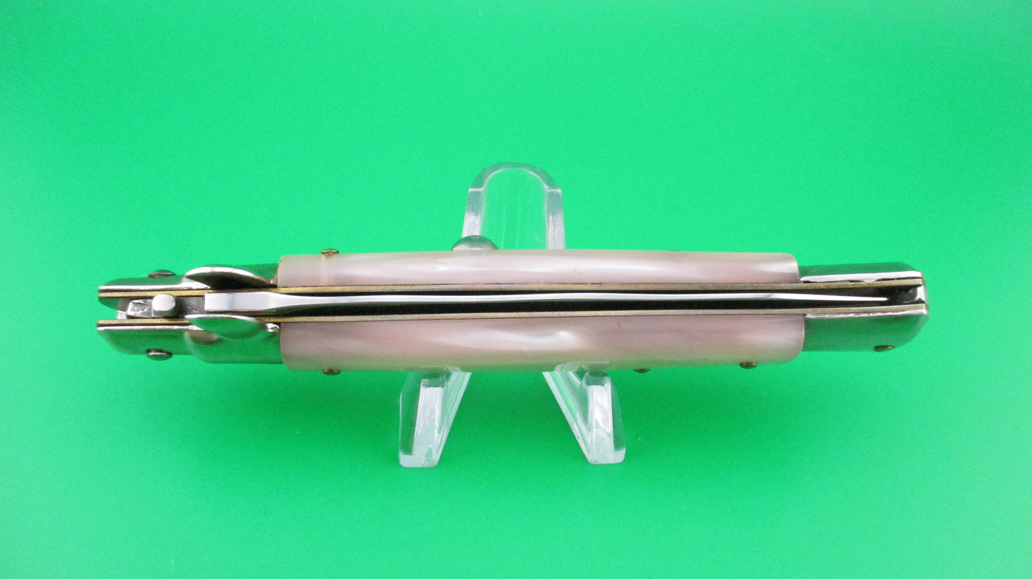 z ITALY INOX 23cm Italian KRIS Pearlex Pink swivel bolster vintage automatic knife