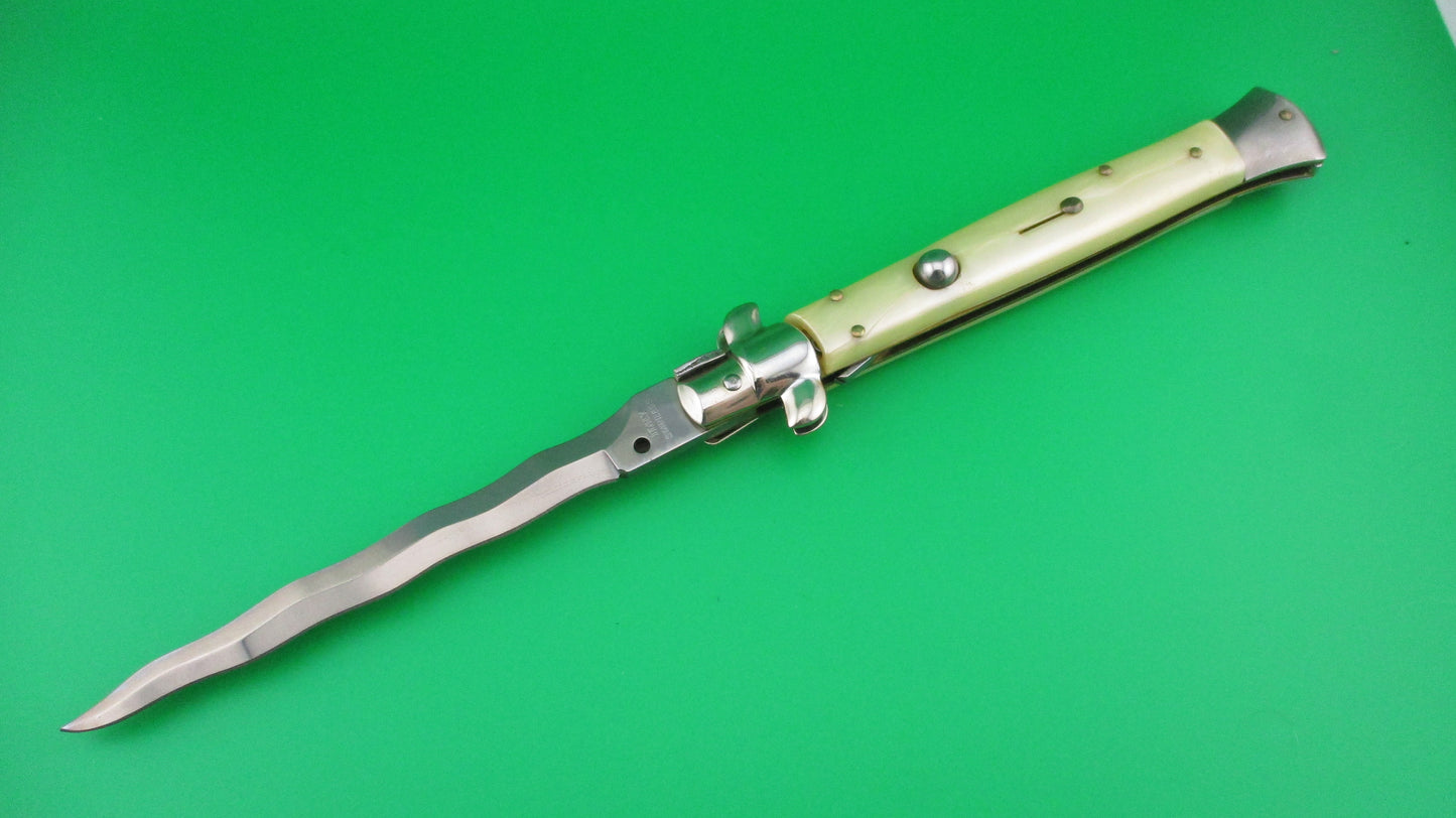z ITALY STAINLESS 28cm Italian Stiletto KRIS Yellowed Pearlex automatic knife