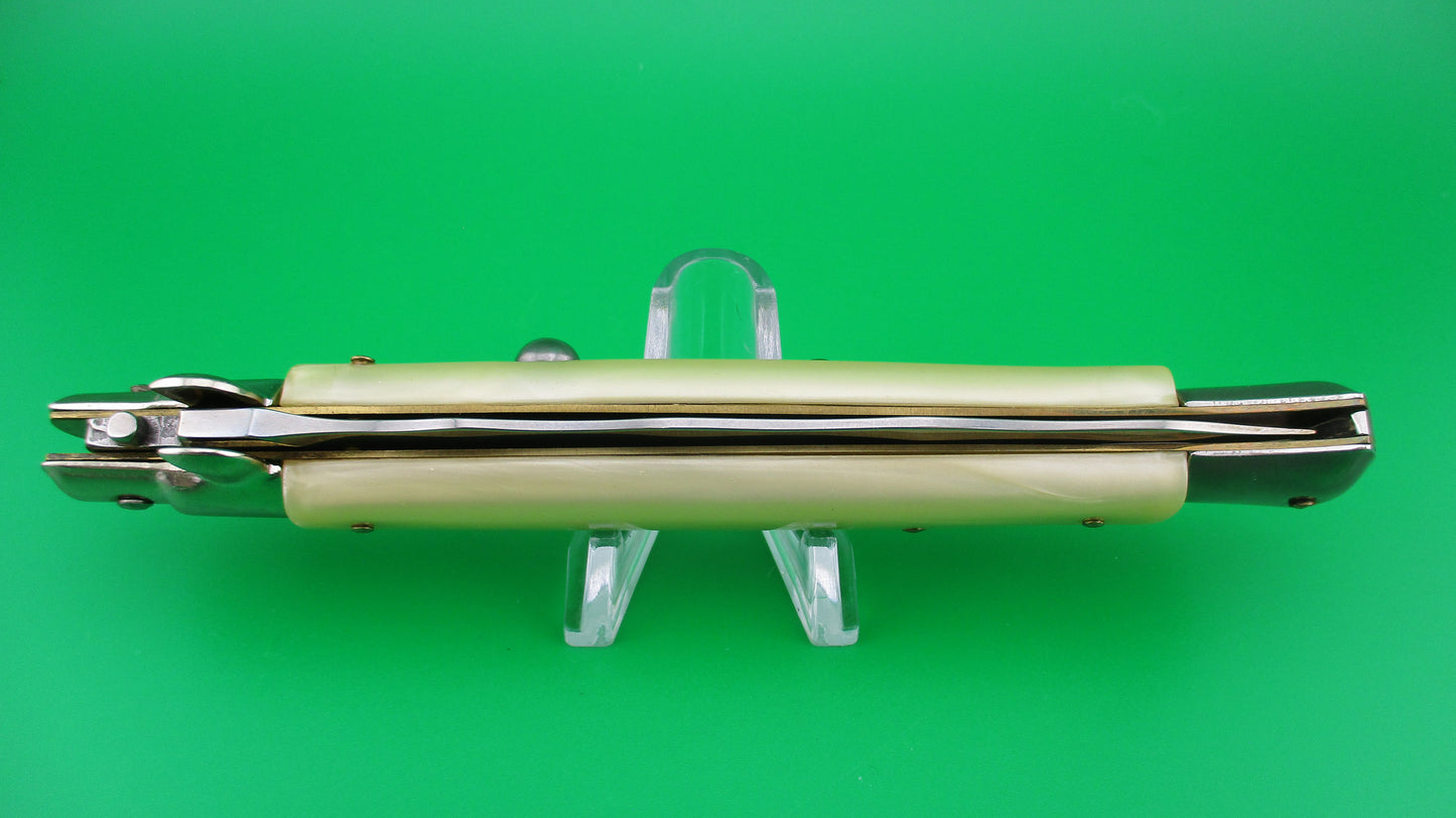 z ITALY STAINLESS 28cm Italian Stiletto KRIS Yellowed Pearlex automatic knife