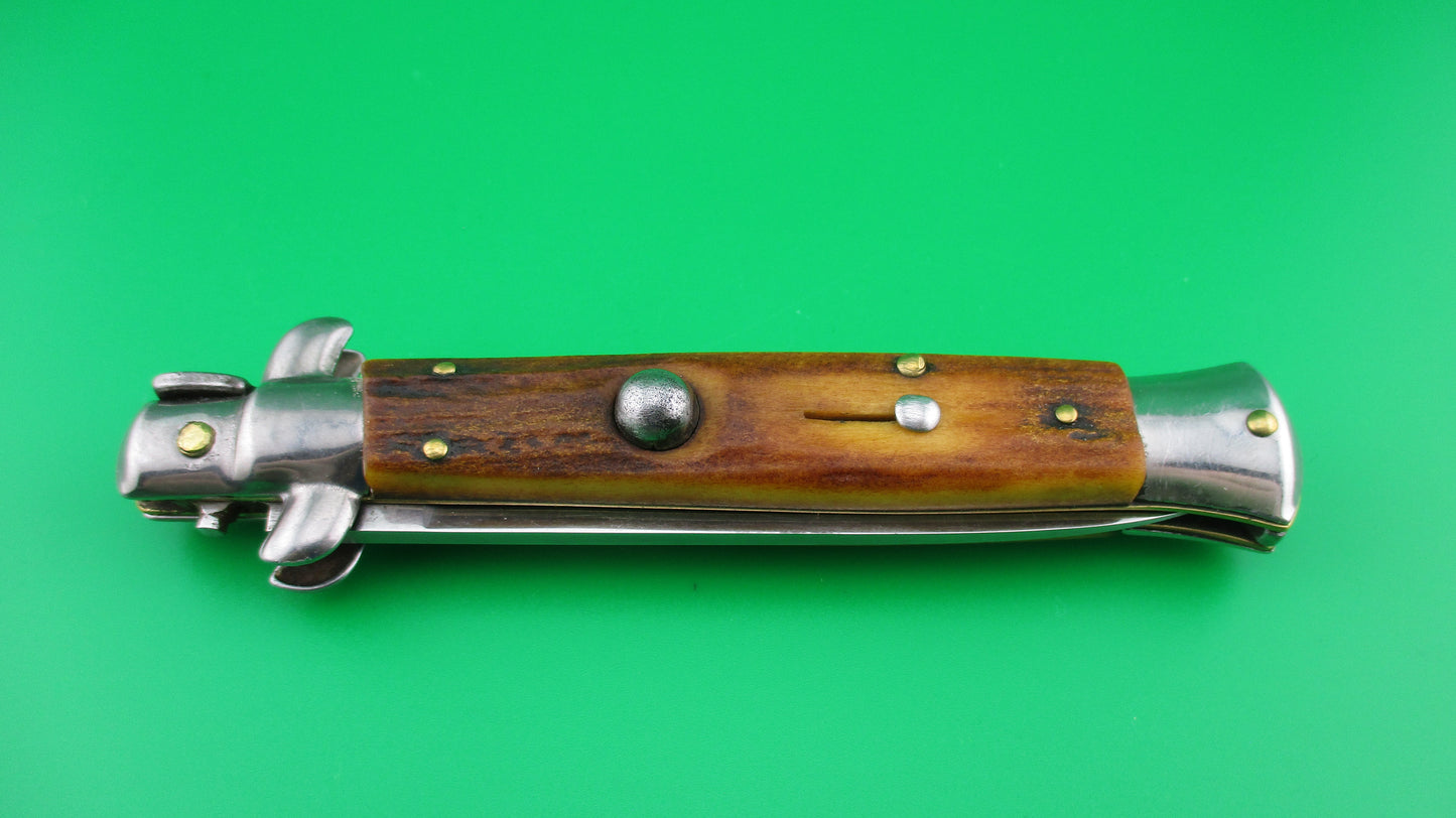 z INOX 22cm Italian Stiletto Stag swivel bolster vintage automatic knife
