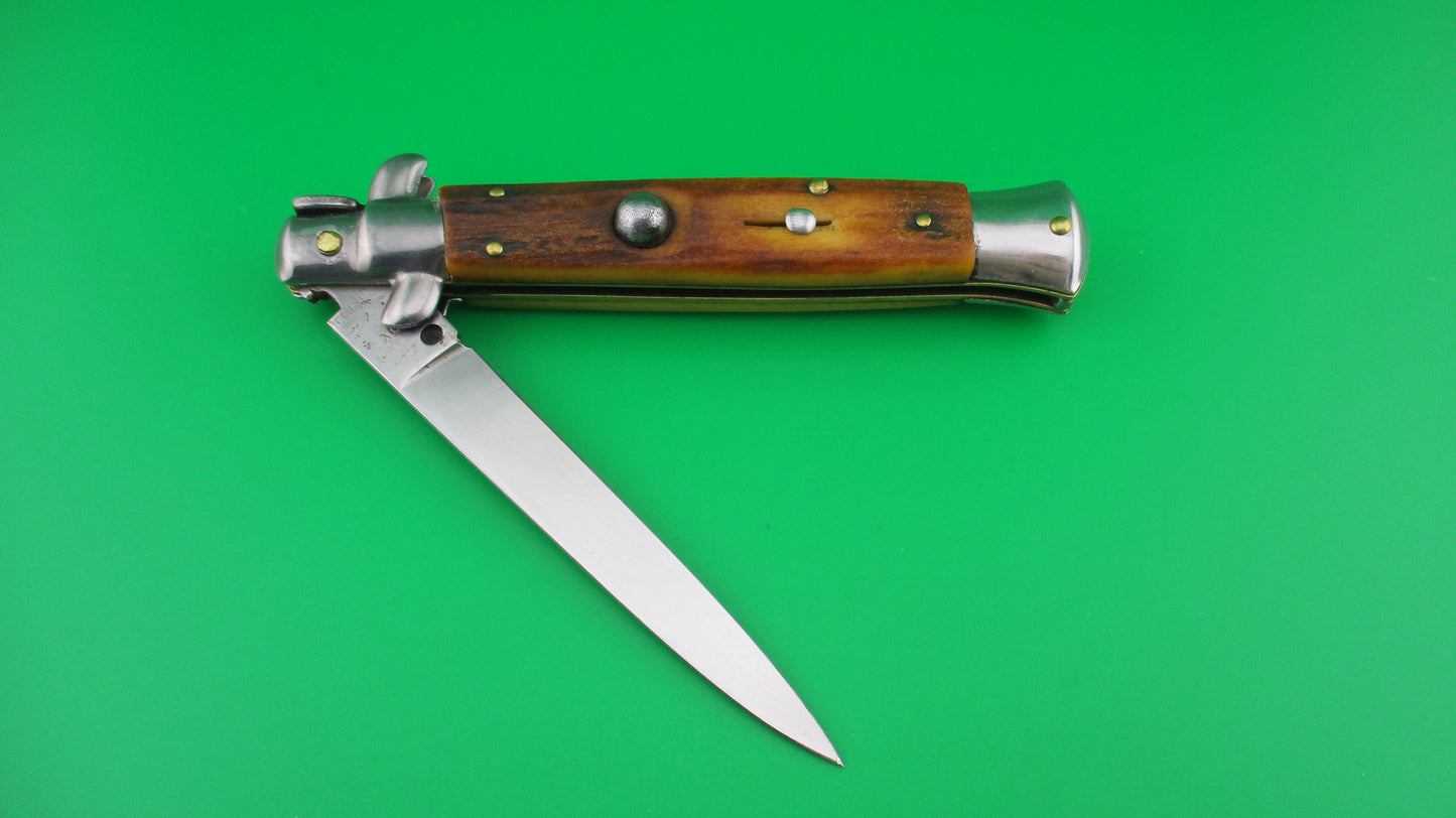 z INOX 22cm Italian Stiletto Stag swivel bolster vintage automatic knife