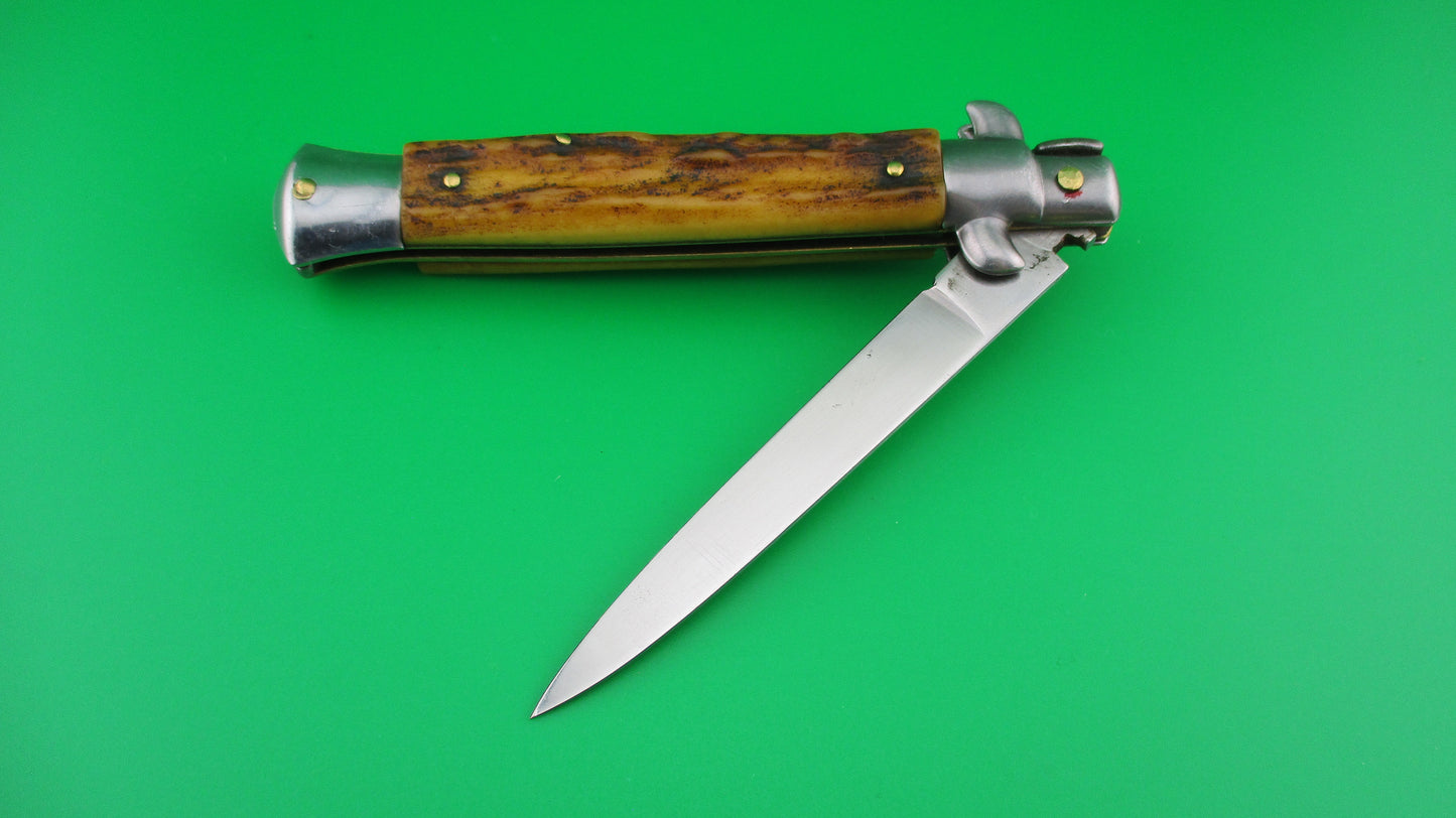 z INOX 22cm Italian Stiletto Stag swivel bolster vintage automatic knife