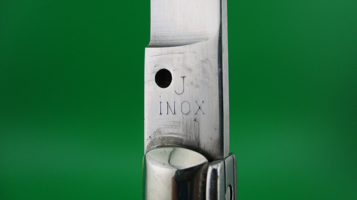 J INOX 28cm Italian Swivel bolster Scrimshaw Wolf & Moon automatic knife OSK MULAS