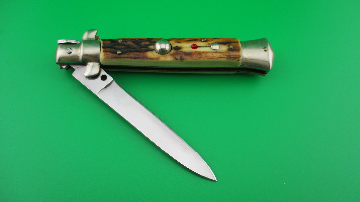 z Rostfrei IMPORT 20cm Italian Stag transitional stiletto switchblade
