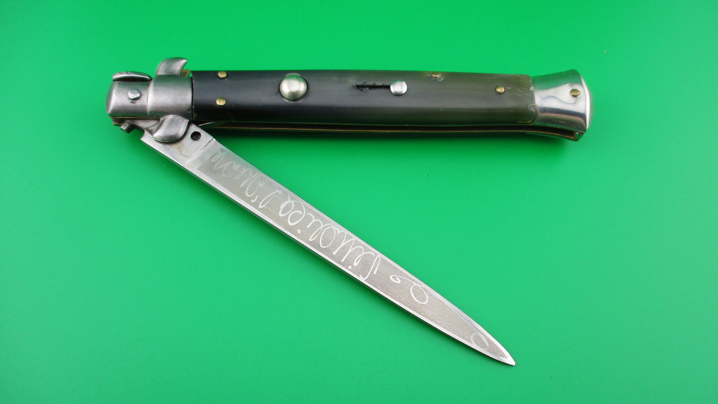 INOX 28cm Italian Vendetta Stiletto swivel bolster vintage automatic knife