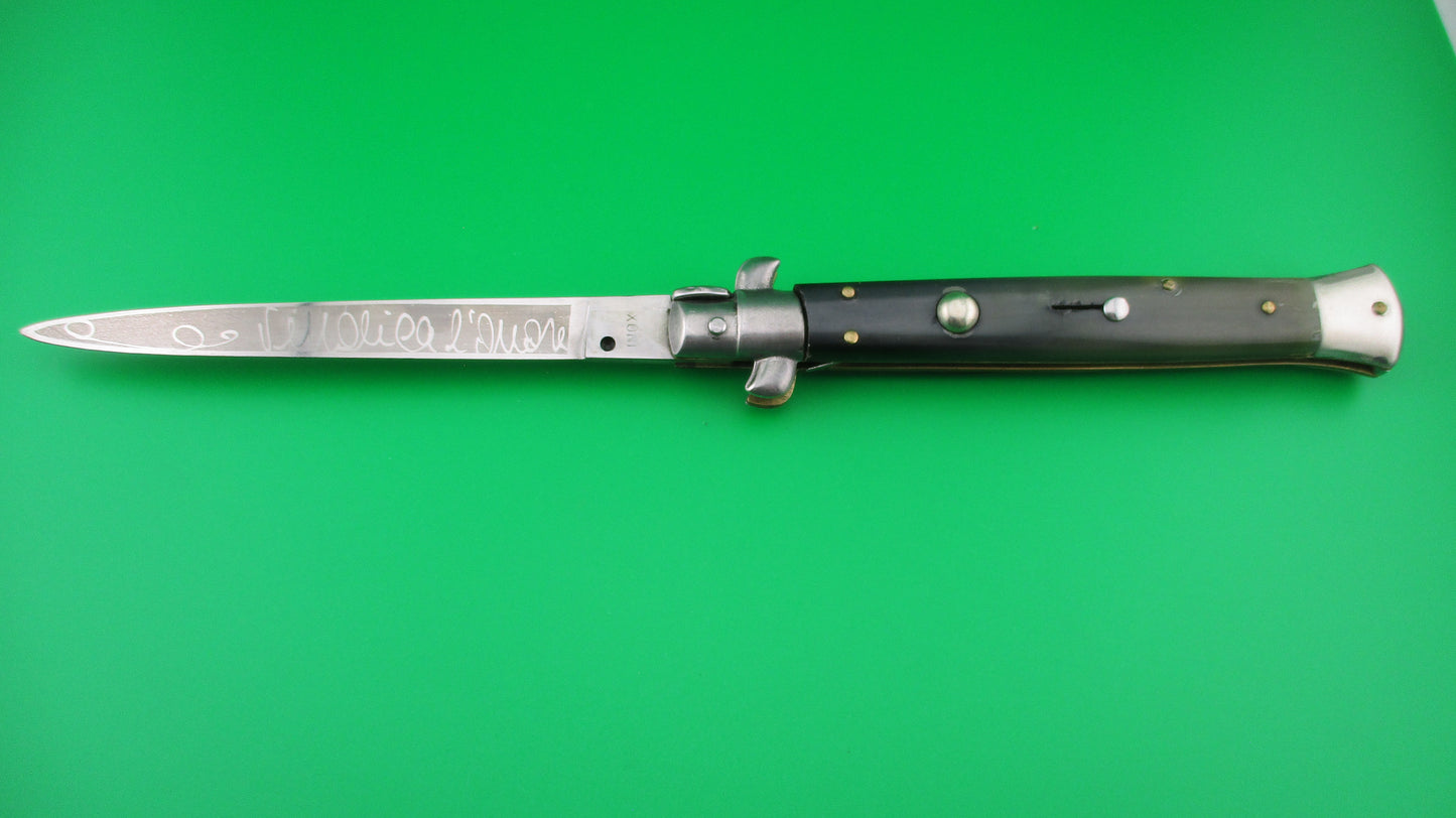 INOX 28cm Italian Vendetta Stiletto swivel bolster vintage automatic knife