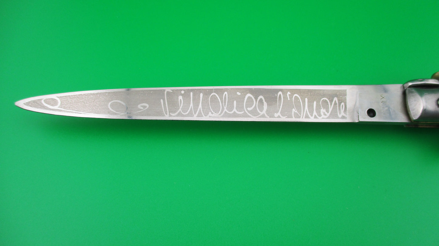 INOX 28cm Italian Vendetta Stiletto swivel bolster vintage automatic knife