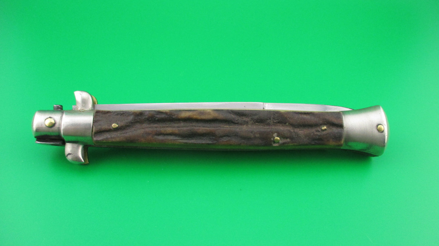 z CORICAMA INOX ITALY 28cm Italian Picklock Stag vintage switchblade knife square tab