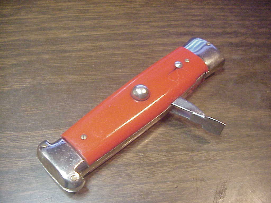 z Rostfrei (slant) PATENT 20cm Italian Rare Vintage Side cocker OTF Red automatic knife SA