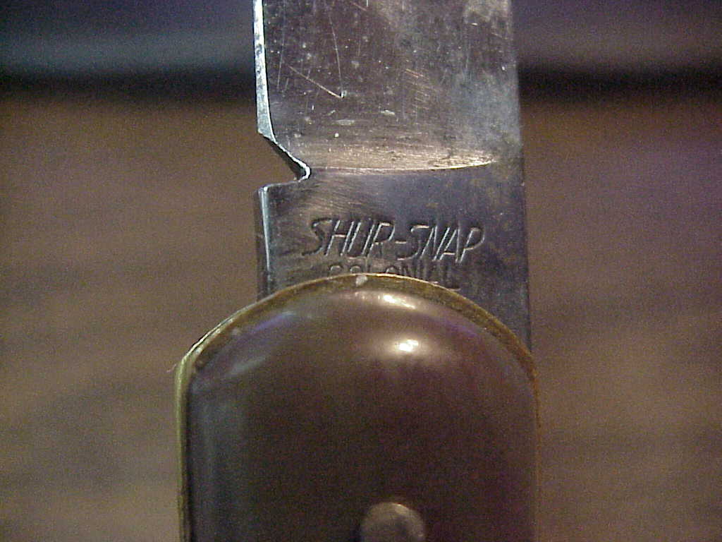 COLONIAL SHUR SNAP FAT JACK Gray Red swirl switchblade knife