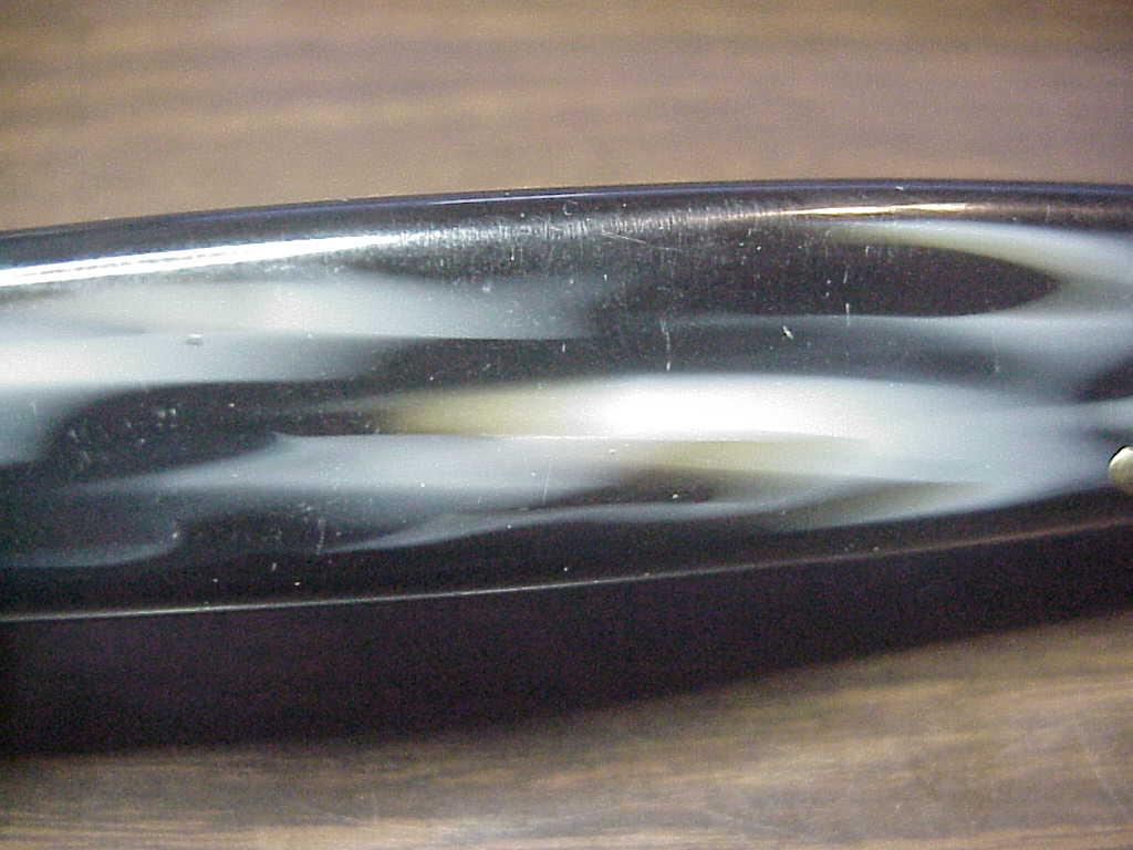 MADE IN ITALY 33cm Italian Swivel Bolster Stiletto Black streaked switchblade