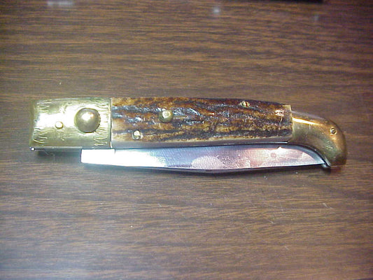 z Jndiana PATENT 21cm Pattada Italian Birds head stag switchblade knife