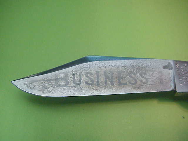 Press Button Knife Co Business model antique automatic knife w Nice ETCH