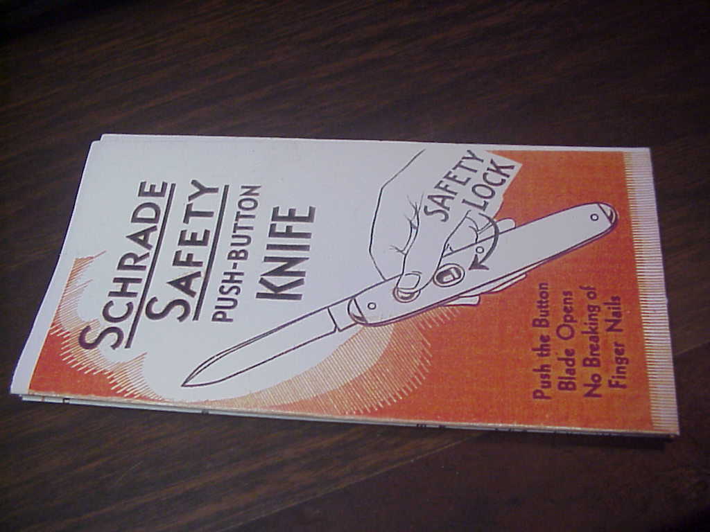 Schrade Safety Push Button Knife flyer pamphlet catalog