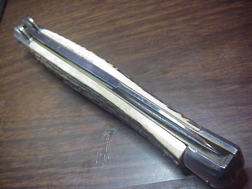 z Rostfrei 8 Italian 33cm Stag Transitional Stiletto Switchblade knife 5mm backspring